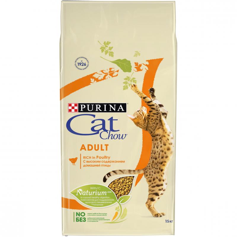 Корм Cat Chow для кошек с домашней птицей