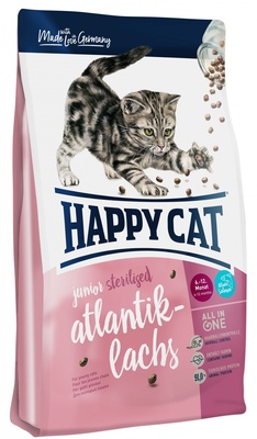 Happy cat для стерилизованных котят, с атлантическим лососем, Supreme Junior Sterilised Atlantik-Lach