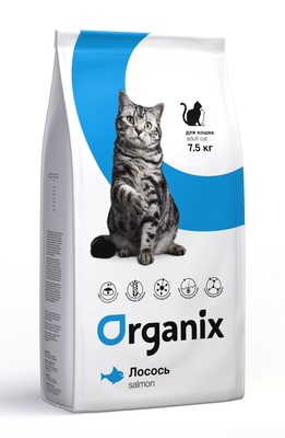 Organix (сухие корма) для кошек с чувствительным пищеварением, со свежим лососем, Adult Cat Fresh Salmon