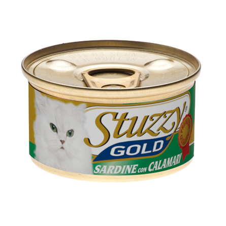 Stuzzy Gold консервы для кошек (кусочки сардин с кальмарами в собственном соку)