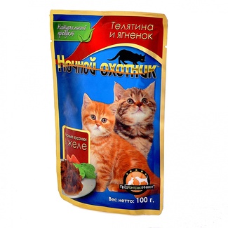 Кусочки в желе для котят с телятиной и ягненком