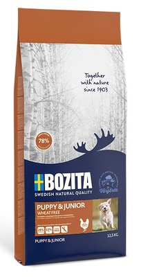 Корм Bozita super premium для щенков всех пород, беременных и кормящих собак, Puppy & Junior WHEAT FREE 25/13