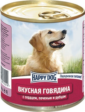 Консервы для собак с говядиной, сердцем, печенью и рубцом