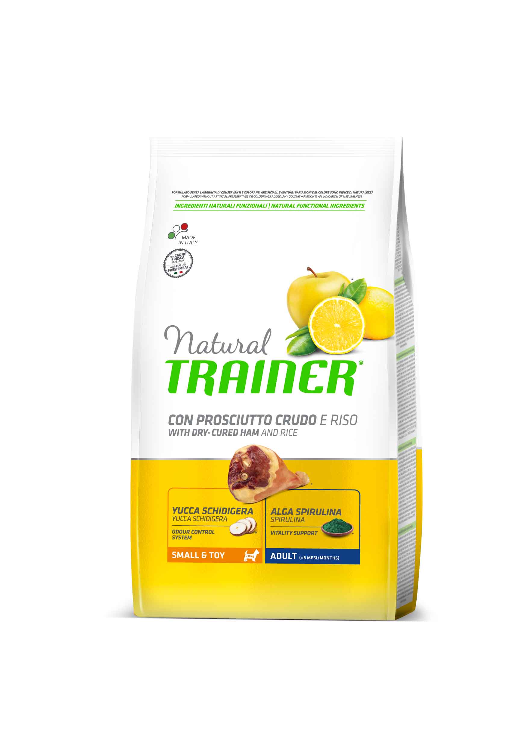 Trainer Natural MINI для взрослых собак мелких и миниатюрных пород с сыровяленой ветчиной и рисом
