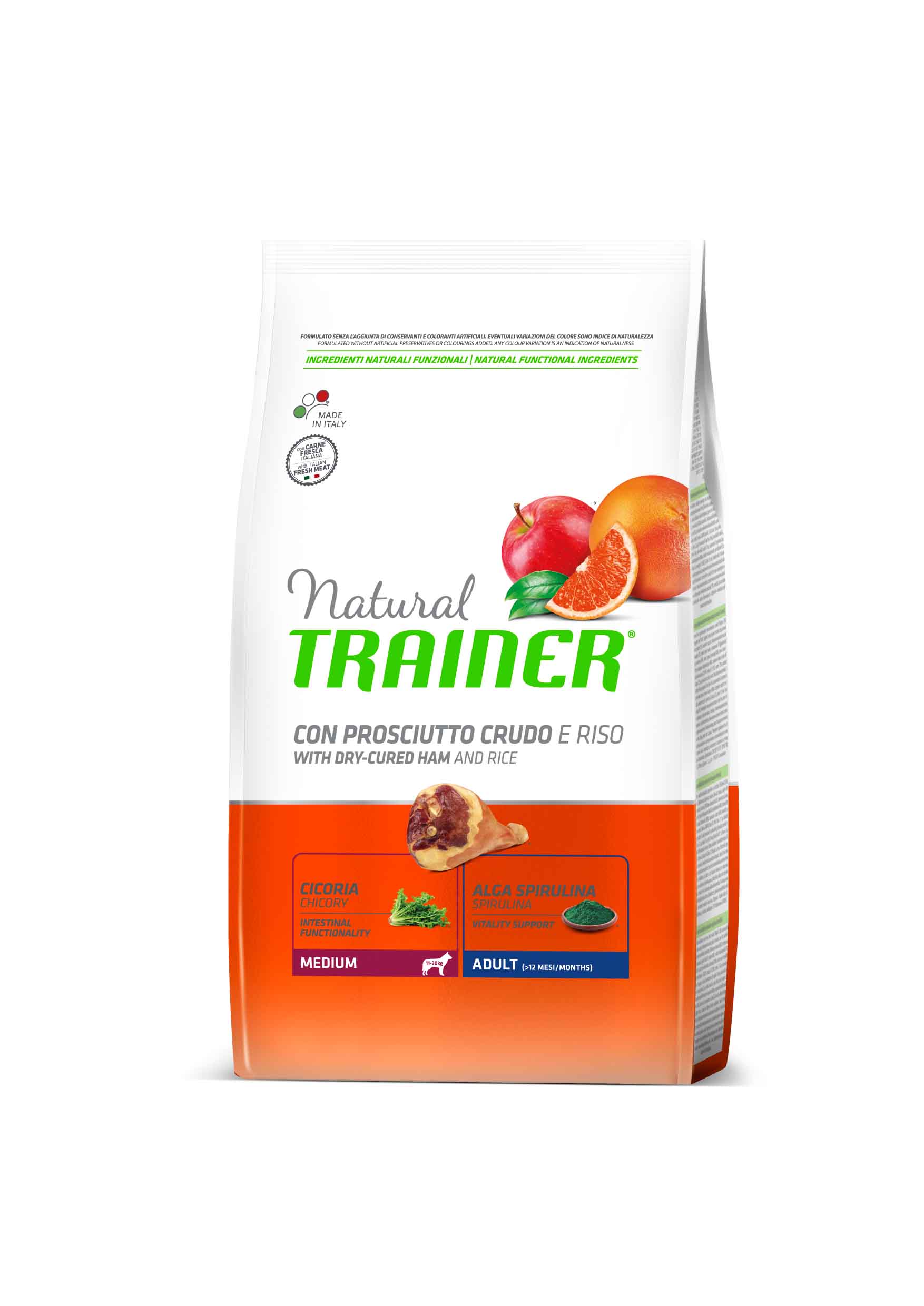 Trainer Natural MEDIUM для собак средних пород с сыровяленой ветчиной и рисом
