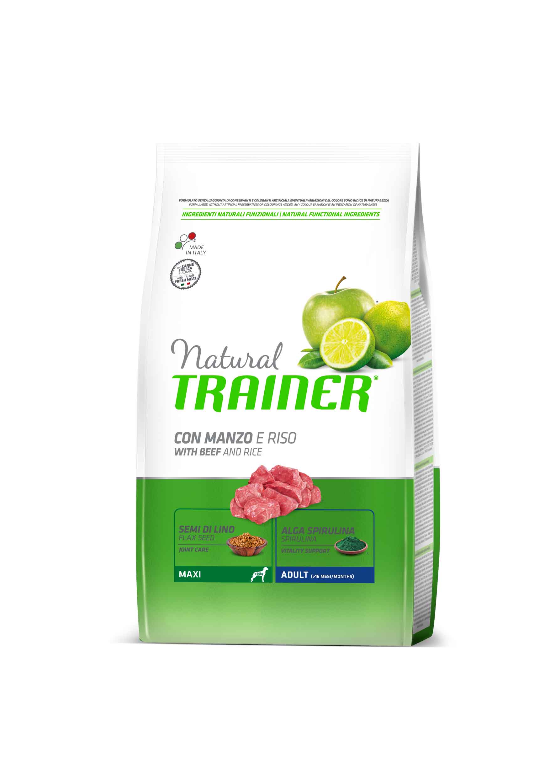 Trainer Natural MAXI для собак крупных пород говядина,рис,женьшень