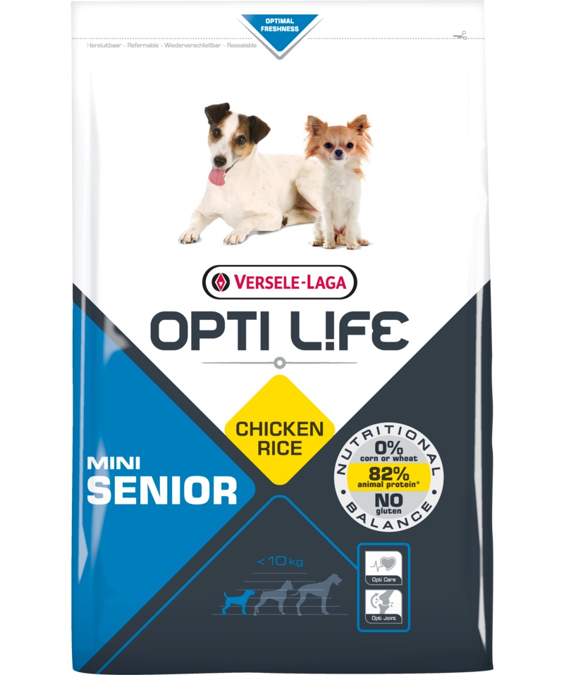 Корм Opti Life (Versele Laga) для пожилых собак малых пород с курицей, Opti Life Senior Mini