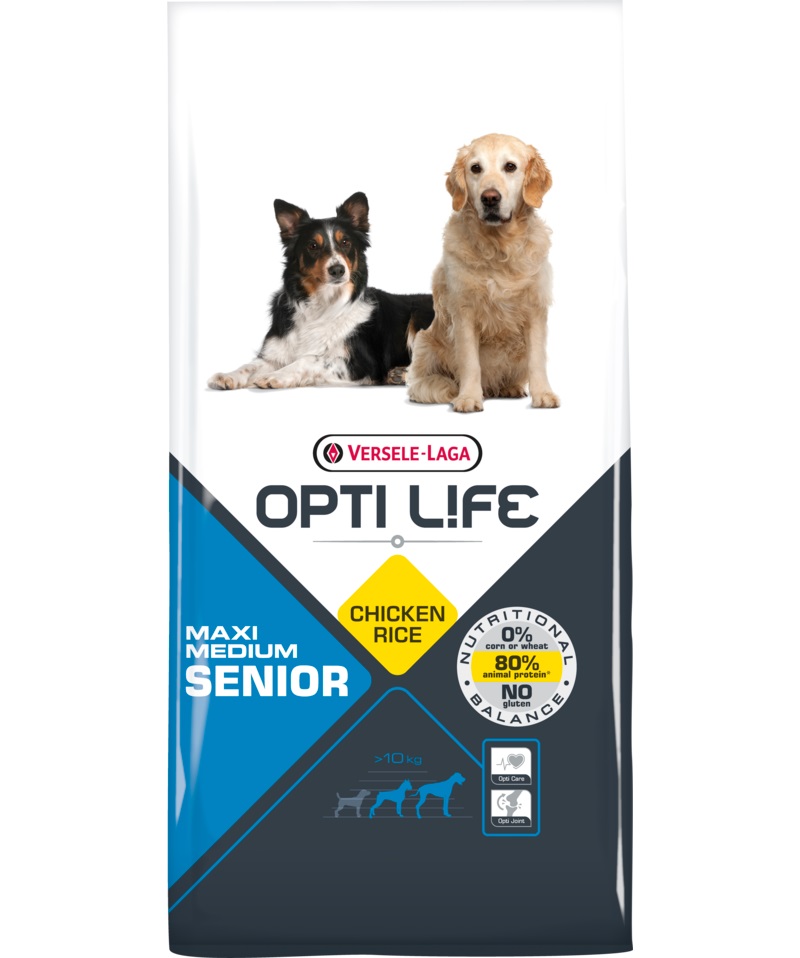 Корм Opti Life (Versele Laga) для пожилых собак с курицей, Opti Life Senior Medium & Maxi