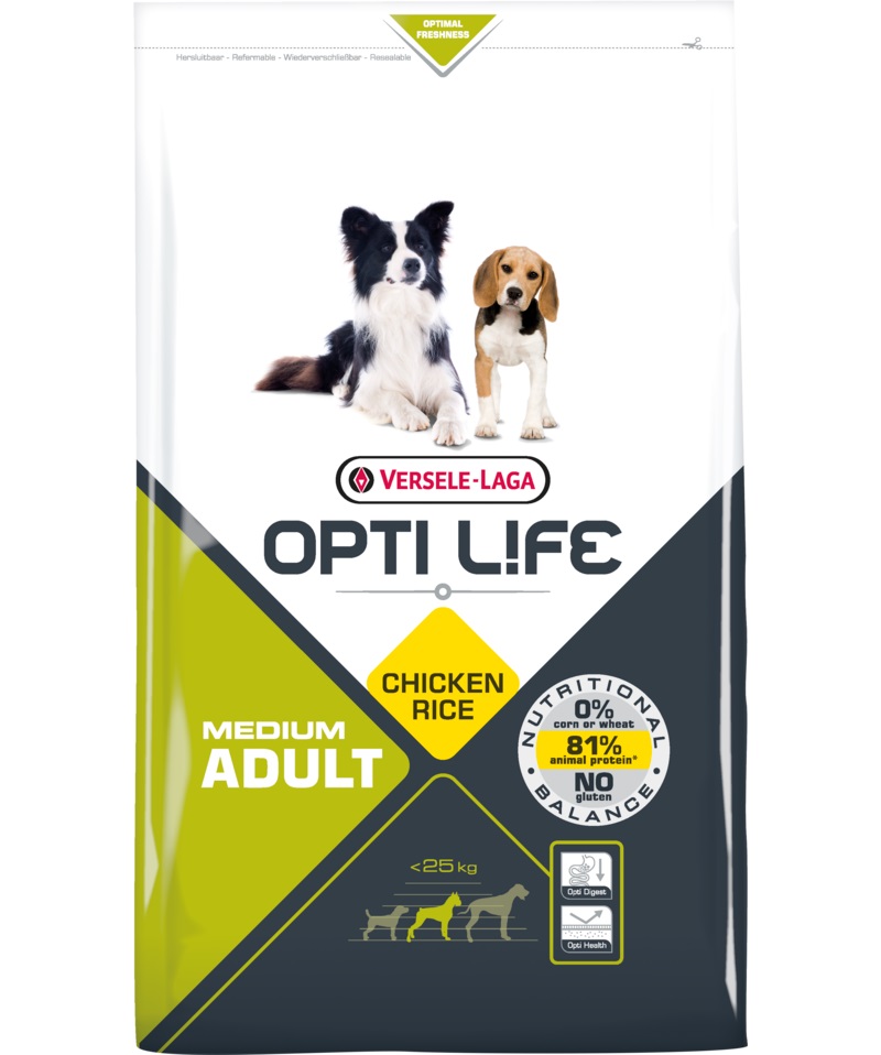 Корм Opti Life (Versele Laga) для собак с курицей и рисом, Opti Life Adult Medium