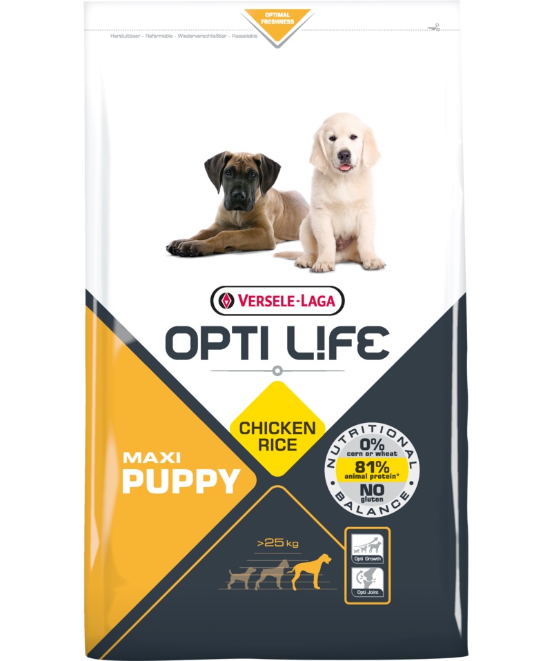 Корм Opti Life (Versele Laga) для щенков крупных пород с курицей, Opti Life Puppy Maxi