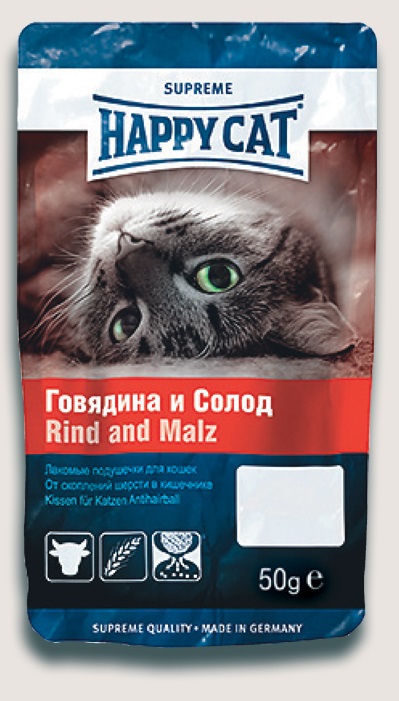 Happy cat подушечки говядина/солод для кошек