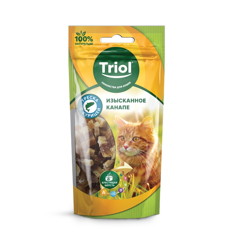 Изысканное канапе из трески, курицы и утки для кошек, 40г