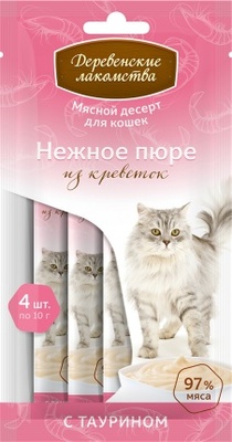 Деревенские Лакомства Нежное пюре из креветок для кошек