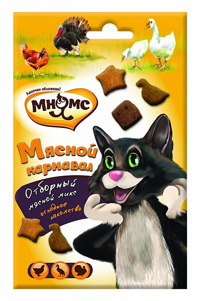 Мнямс Мясной карнавал для кошек (утка, индейка, курица) 50 г