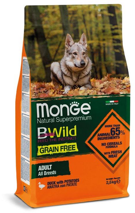 Monge Dog GRAIN FREE беззерновой корм для собак всех пород утка с картофелем