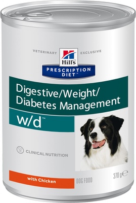 Hill's вет.консервы Prescription Diet w/d Digestive, влажный диетический корм для собак при поддержании веса и сахарном диабете, с курицей