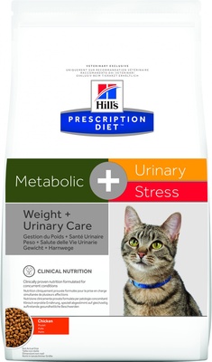 Hill's Prescription Diet Metabolic, Urinary Stress сухой диетический, для кошек для профилактики цистита, вызванного стрессом, и для снижения и контроля веса, с курицей, Metabolic + Urinary Stress