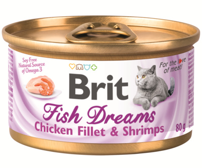Brit консервы с куриным филе и креветками для кошек, Fish Dreams Chicken fillet & Shrimps