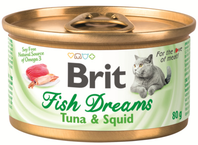 Brit консервы с тунцом и кальмаром для кошек, Fish Dreams Tuna & Squid