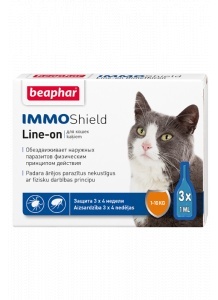 Beaphar капли от блох для кошек IMMO Shield, 3 пипетки