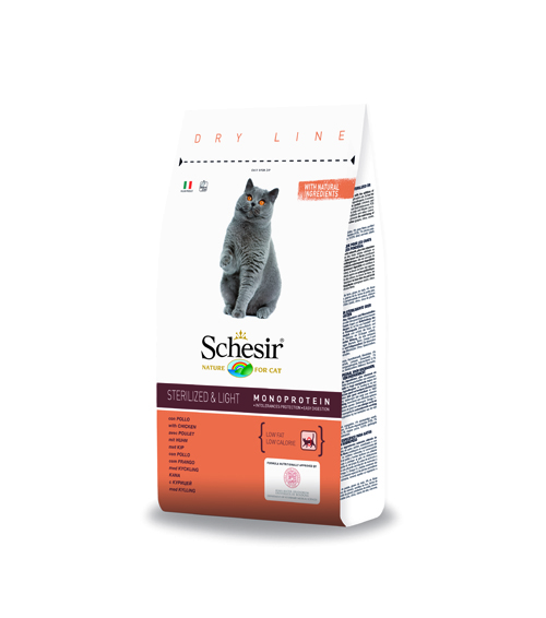 Schesir Sterilized and Light облегченный сухой корм для кошек (с курицей)