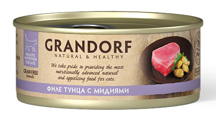 Влажный корм для кошек Grandorf Филе тунца с мидиями