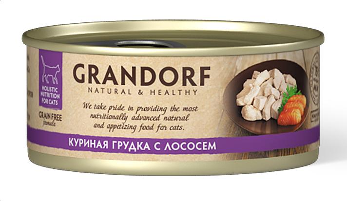 Влажный корм для кошек Grandorf Куриная грудка с лососем