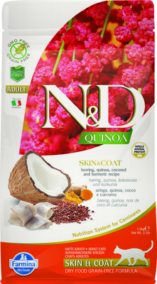 FARMINA Quinoa Skin&Coat Herring для кошек для здоровья кожи и шерсти, сельдь и киноа, беззерновой