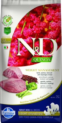 Farmina N&D GF Quinoa Weight Management для собак всех пород для контроля веса, ягненок и киноа, беззерновой