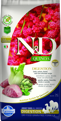 Farmina N&D GF Quinoa для собак всех пород с чувствительным пищеварением, ягненок и киноа, беззерновой