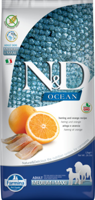 Farmina Ocean Dog Herring and Orange Adult Medium & Maxi для собак средних и крупных пород, сельдь c апельсином, беззерновой