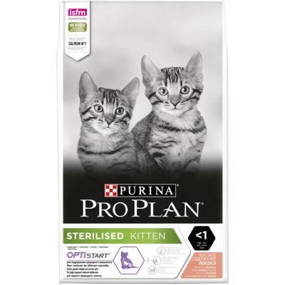 Корм Purina Pro Plan для стерилизованных котят, с высоким содержанием лосося, Sterilised Kitten Salmon