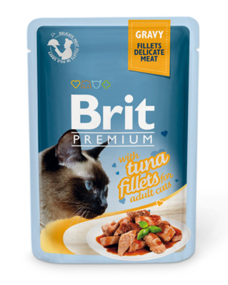 Brit паучи Premium для кошек: кусочки в соусе тунца из филе