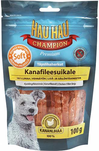 HAU-HAU Лакомство для собак Полоски из куриного филе Champion Chicken Fillet Strip