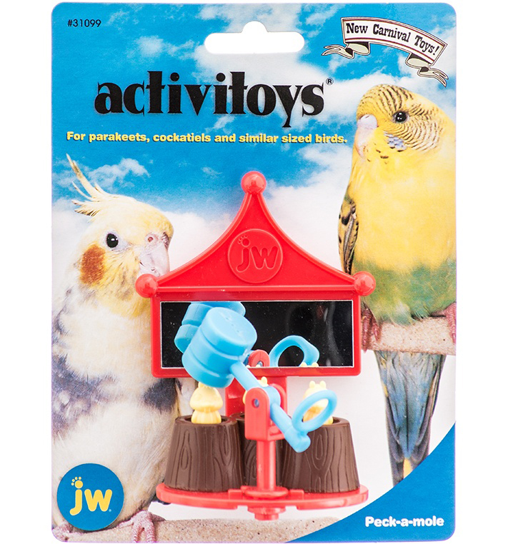 JW31099 Activitoy peck a mole Игрушка для птиц Зеркальце с вращающейся погремушкой-молотком