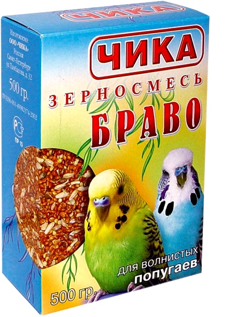 ЧИКА БРАВО корм для волнистых попугаев 500гр