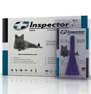 INSPECTOR Капли от внешних и внутренних паразитов для кошек более 4кг 1пип