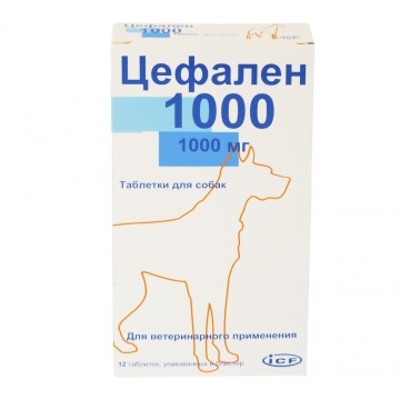 ICF Цефален 1000 антибиотик для собак при заболеваниях дыхательных путей, желудочно-кишечного тракта