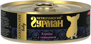 Четвероногий гурман Golden Line для щенков курица и говядина в желе