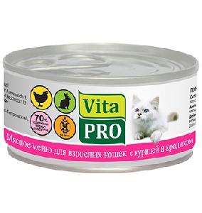 VITA PRO консервы для кошек Курица и кролик 100 г VITA PRO консервы для кошек Курица и кролик 100 г