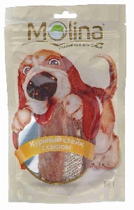 Molina лакомства для собак "Куриный стейк с сыром" 80 г