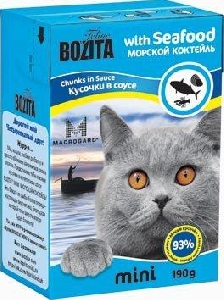Mini Кусочки в соусе для кошек с морским коктейлем