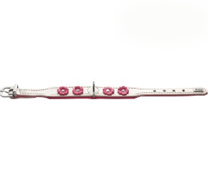 Hunter ошейник Daisy 32 (24-28 см) кожа с цветочками белый/розовый Hunter ошейник Daisy 32 (24-28 см) кожа с цветочками белый/розовый