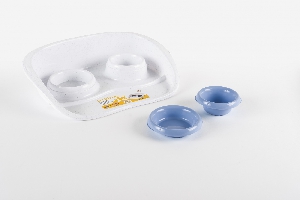 Подставка "Set Dinner" бело-голубая с мисками, 0,2 и 0,3 л