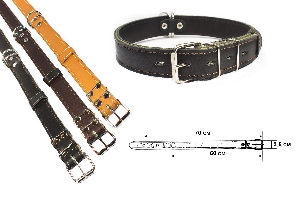 Ошейник Сверхпрочный, 3 слоя: кожа/брезент/кожа, 57-69x3,5 см