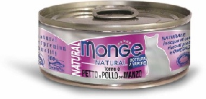 Monge Cat Natural консервы для кошек тунец с курицей и говядиной 80г