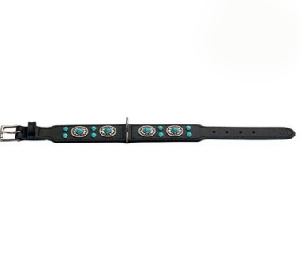Hunter ошейник Sioux кожа черный фурнитура с имитацией бирюзы