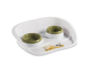 Подставка "Set Dinner" бело-зеленая с мисками, 0,2 и 0,3 л