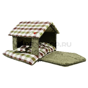 Домик "Бьюфорт" со съемной подушкой+игрушка-косточка, 45х40х22 см, оливковый, фото №4