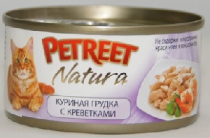 Petreet консервы для кошек куриная грудка с креветками 70 г